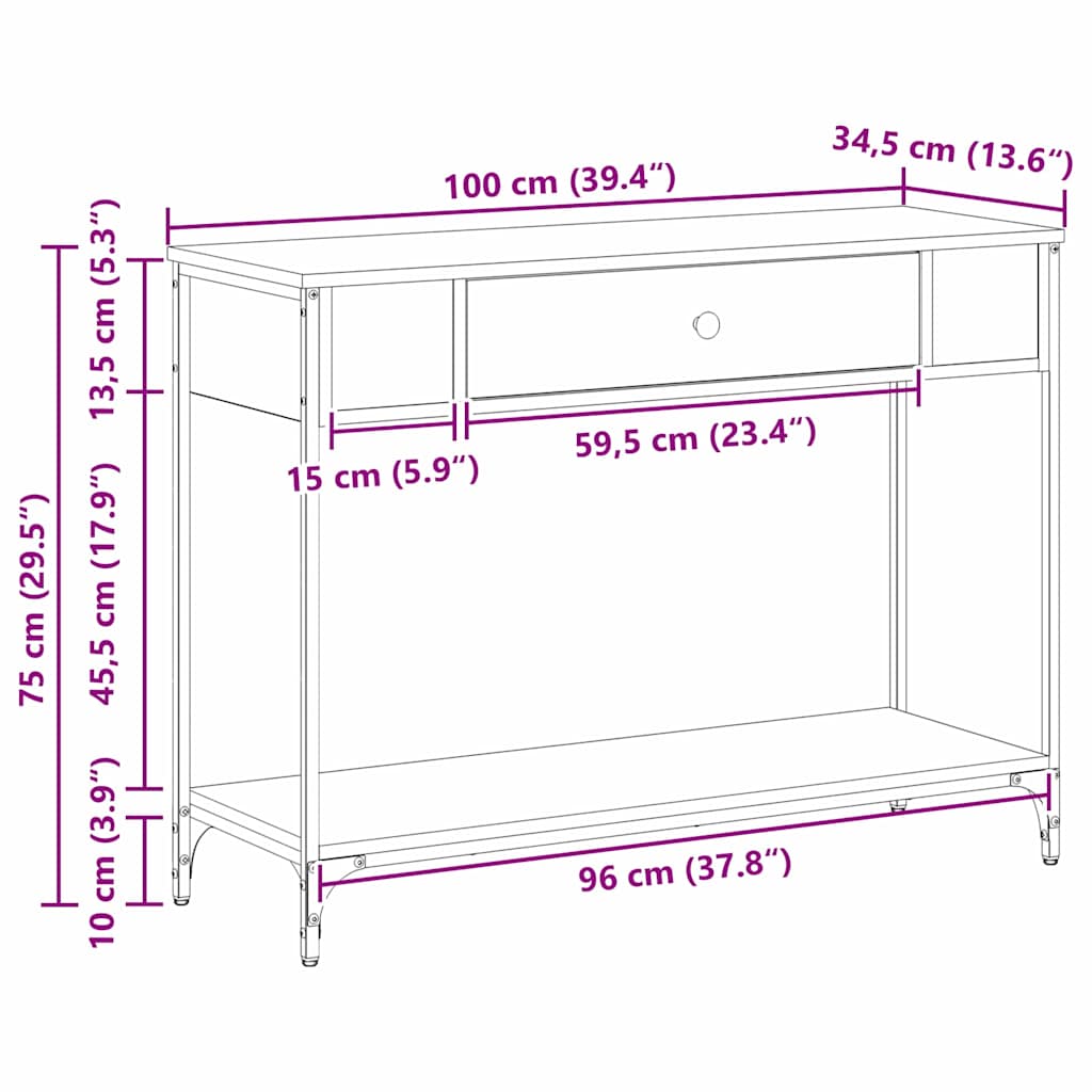Avlastningsbord konsollbord Artisan Eik 100 x 34.5 x 75 cm