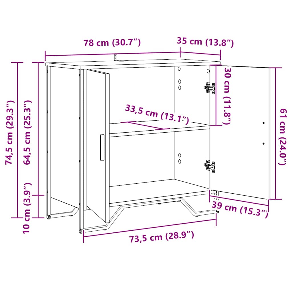 Skjenk Brun 78 x 35.5 x 74.5 cm