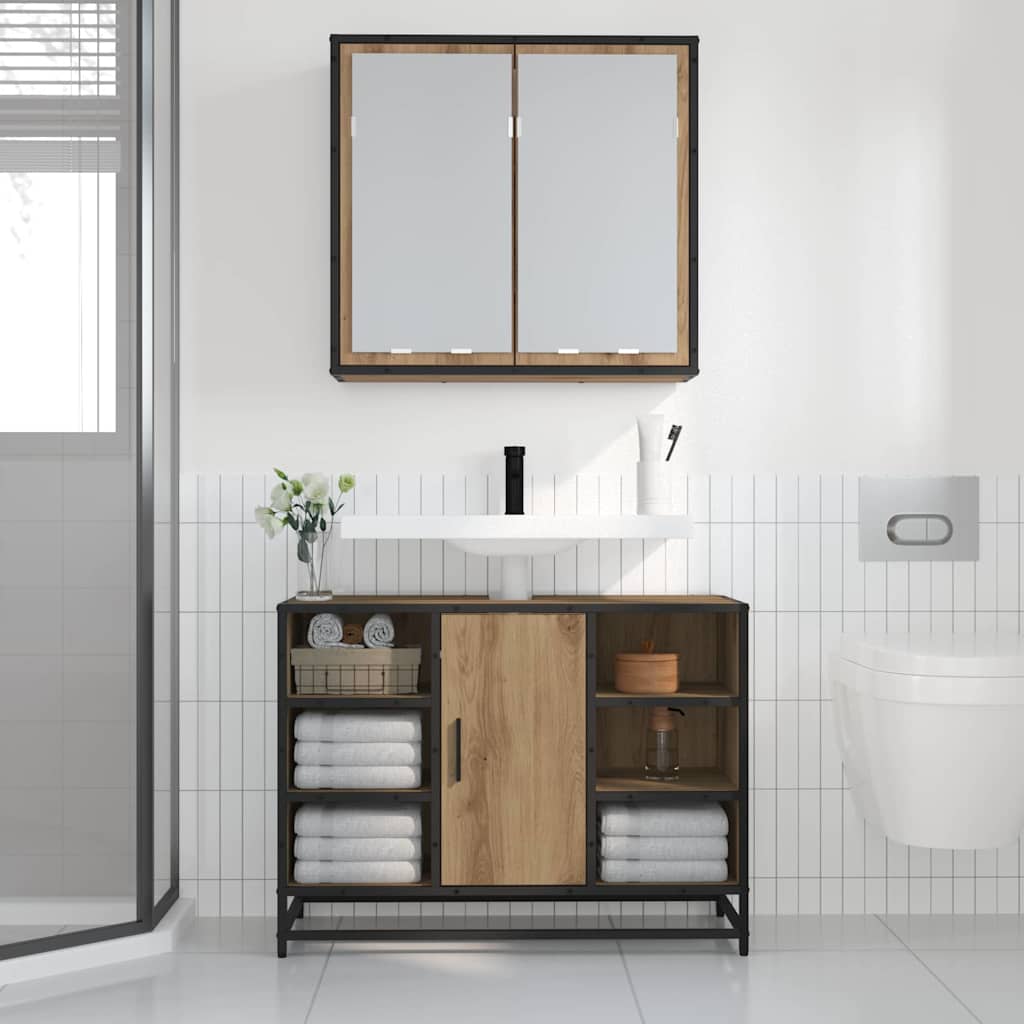 Baderomsspeilskap artisan eik 65 x 20 x 60 cm Konstruert tre