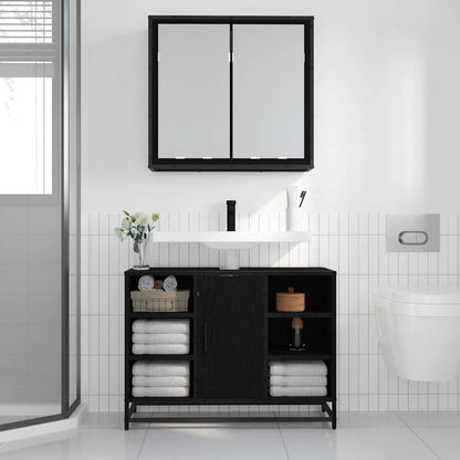 Baderomsspeilskap Svart eik 65 x 20 x 60 cm Konstruert tre