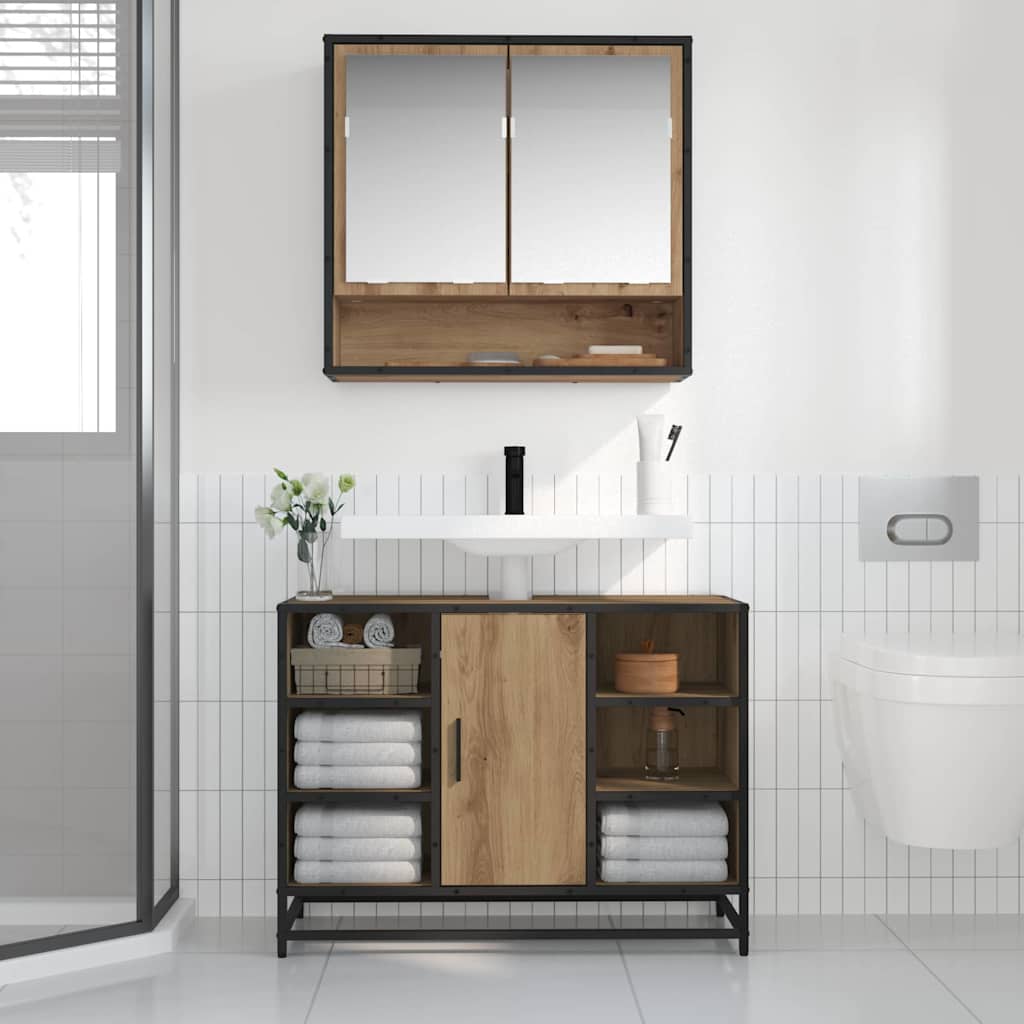 Baderomsspeilskap artisan eik 65 x 20 x 60 cm Konstruert tre