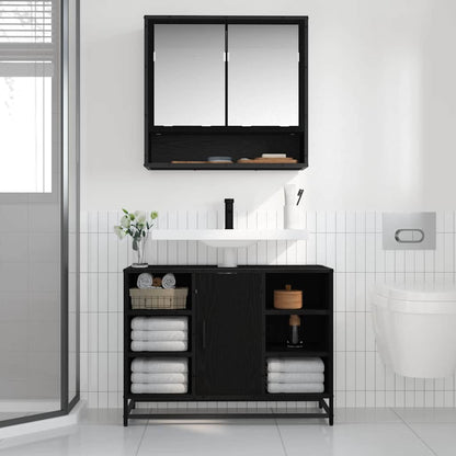 Baderomsspeilskap Svart eik 65 x 20 x 60 cm Konstruert tre