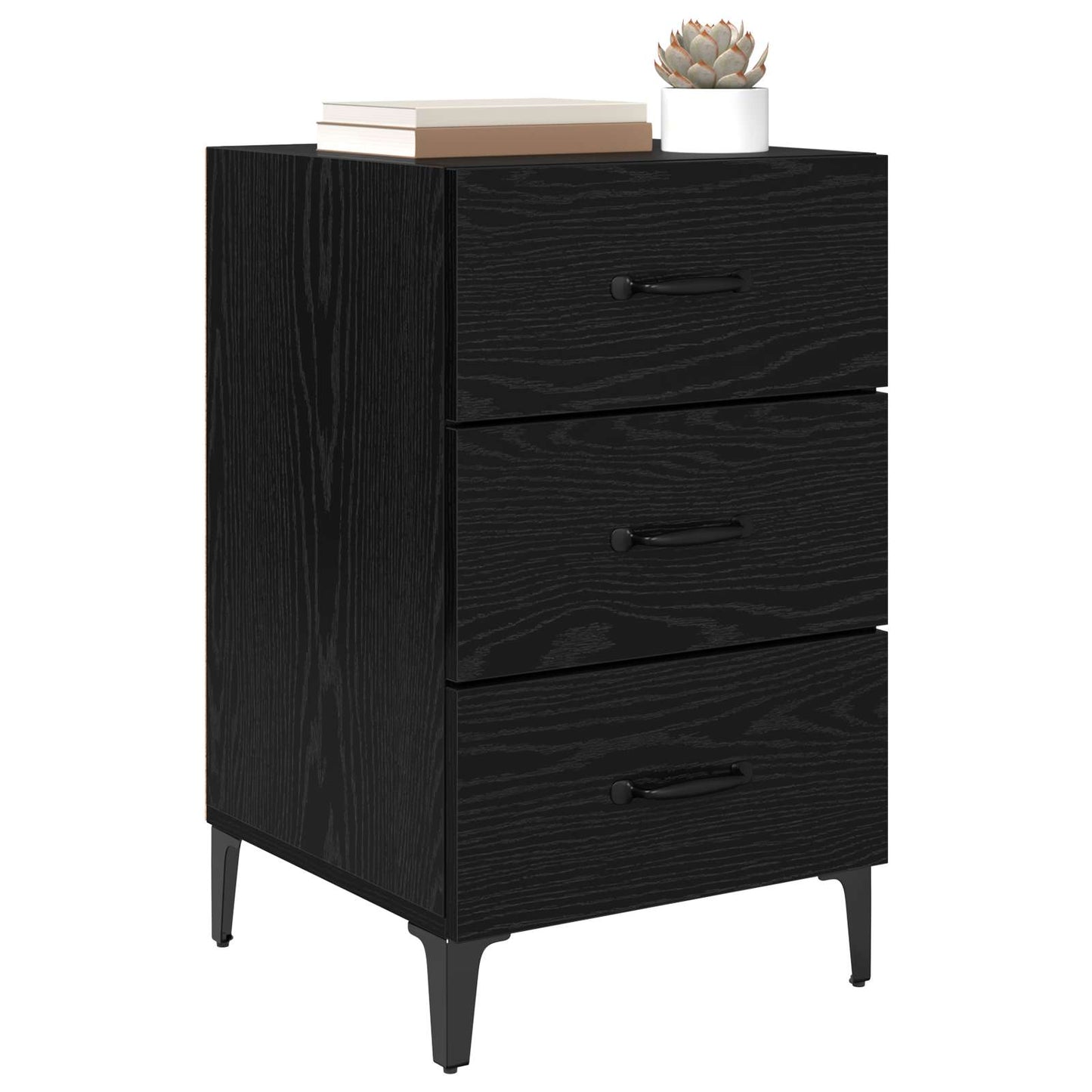 Nattbordskap Svart Eik 40 x 40,5 x 66 cm Konstruert tre