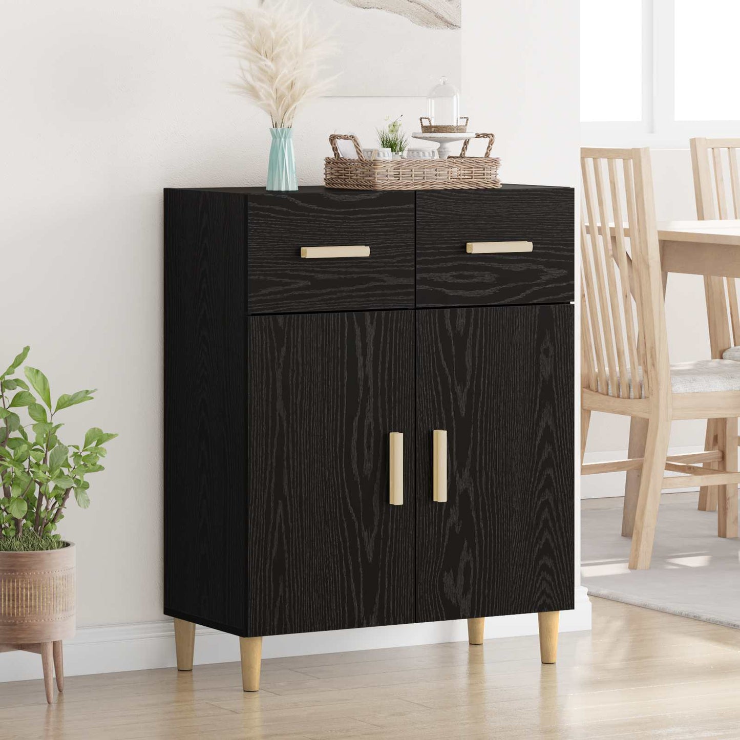 Serviesskap Svart eik 34 x 69.5 x 89 cm Konstruert tre