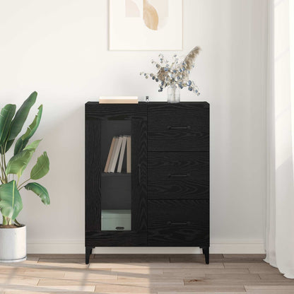 Serviesskap Svart Eik 69,5 x 34 x 90 cm Ingeniørtre og jern