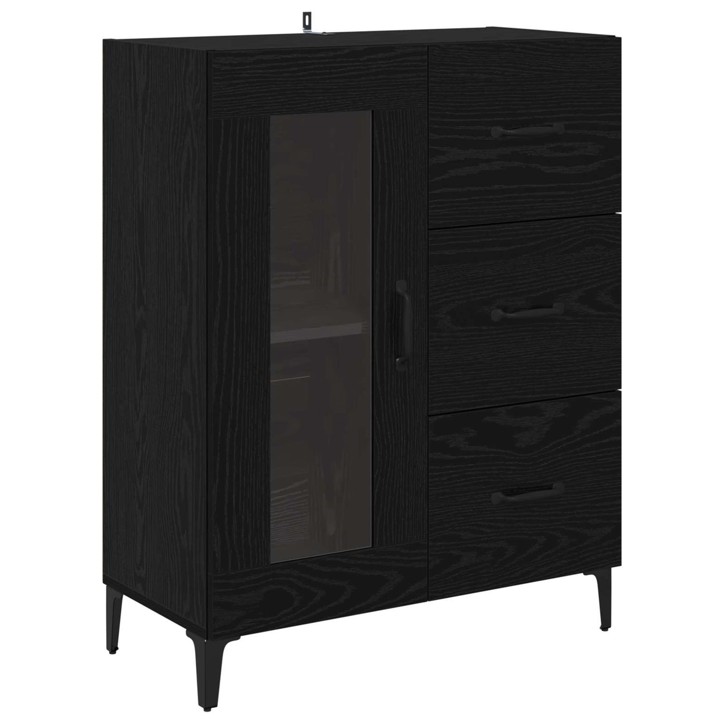 Serviesskap Svart Eik 69,5 x 34 x 90 cm Ingeniørtre og jern
