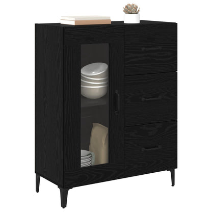 Serviesskap Svart Eik 69,5 x 34 x 90 cm Ingeniørtre og jern