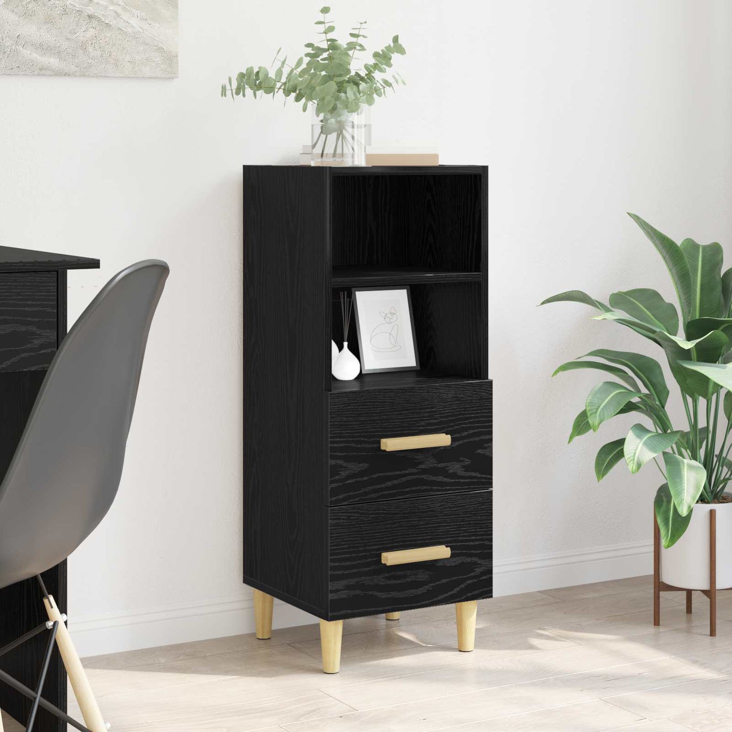 Serviesskap Svart eik 34 x 34,5 x 90 cm Konstruert tre