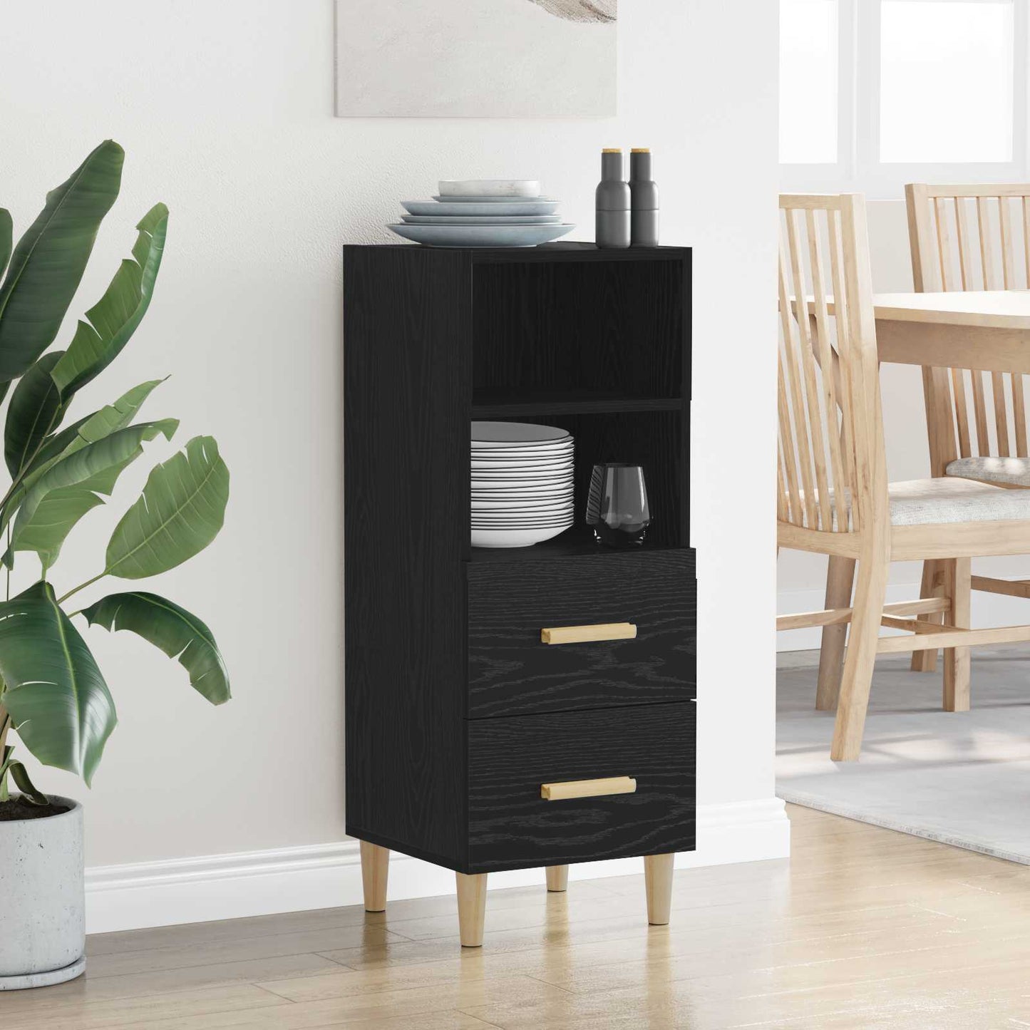 Serviesskap Svart eik 34 x 34,5 x 90 cm Konstruert tre