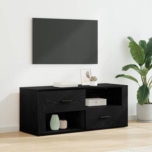 TV-Møbel Svart Eik TV-skap med skuff 100 x 35 x 40 cm