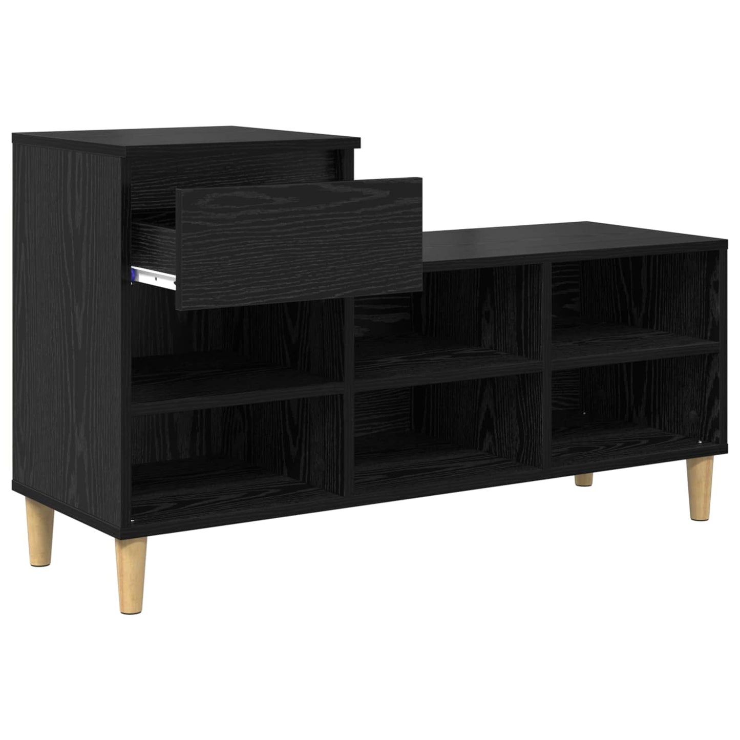 Sko Skap med skuff Svart Eik 102 x 36 x 60 cm Konstruert tre