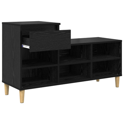 Sko Skap med skuff Svart Eik 102 x 36 x 60 cm Konstruert tre