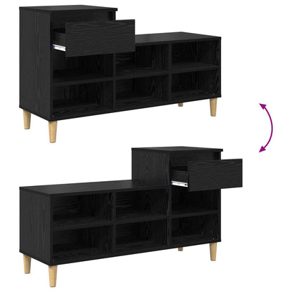 Sko Skap med skuff Svart Eik 102 x 36 x 60 cm Konstruert tre
