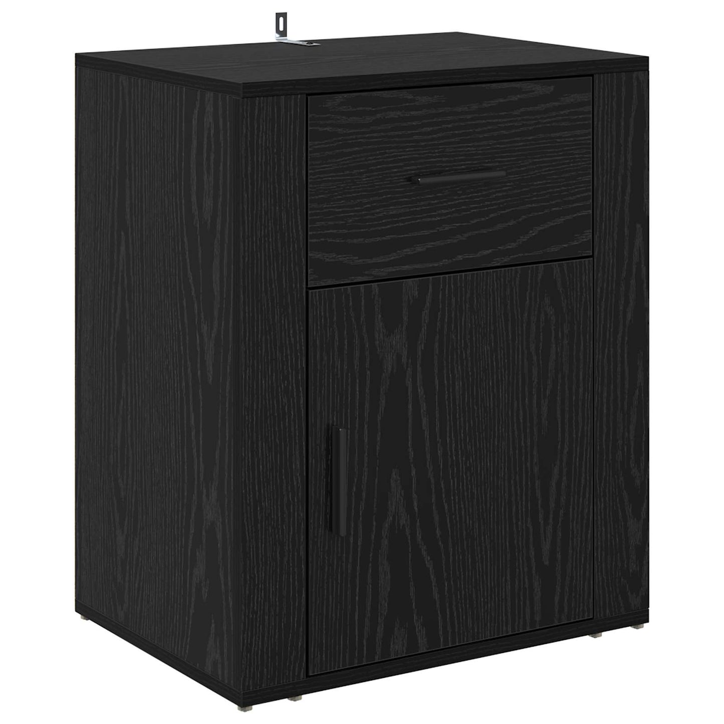 Nattbordskap med skuff Svart Eik 35 x 50 x 60 cm Konstruert tre