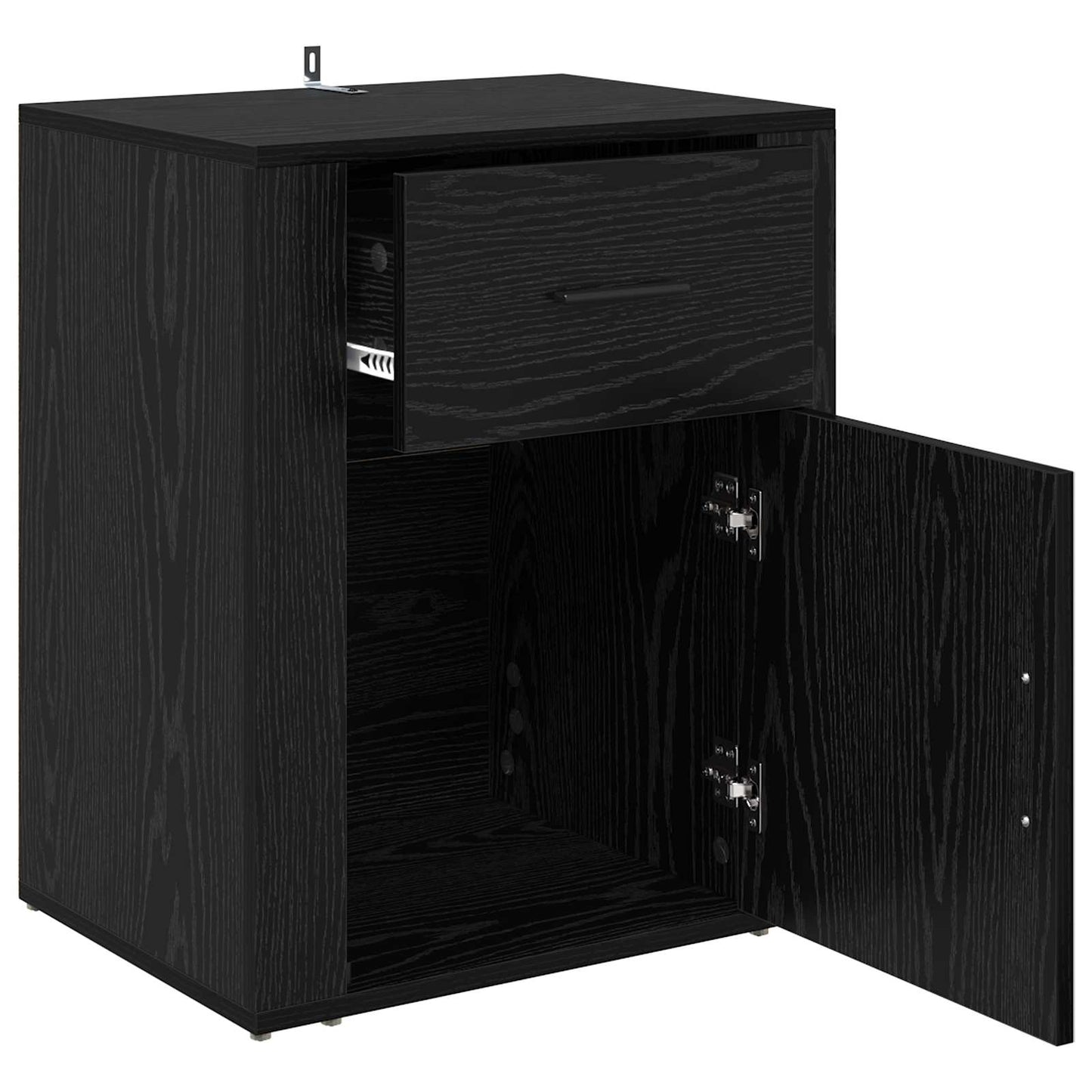 Nattbordskap med skuff Svart Eik 35 x 50 x 60 cm Konstruert tre