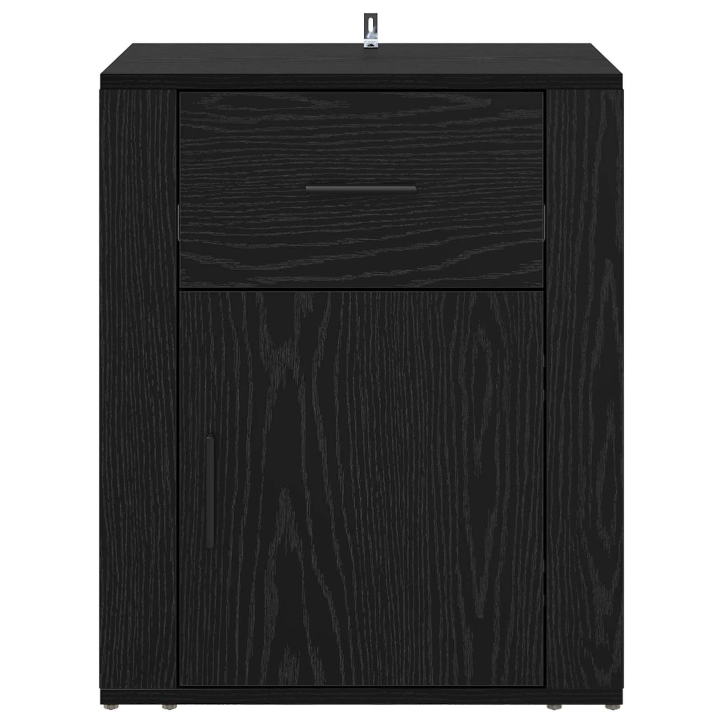 Nattbordskap med skuff Svart Eik 35 x 50 x 60 cm Konstruert tre