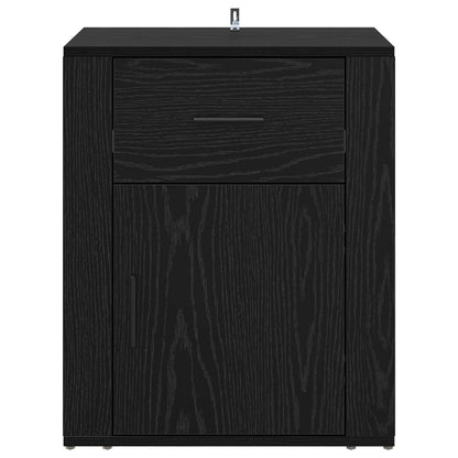 Nattbordskap med skuff Svart Eik 35 x 50 x 60 cm Konstruert tre