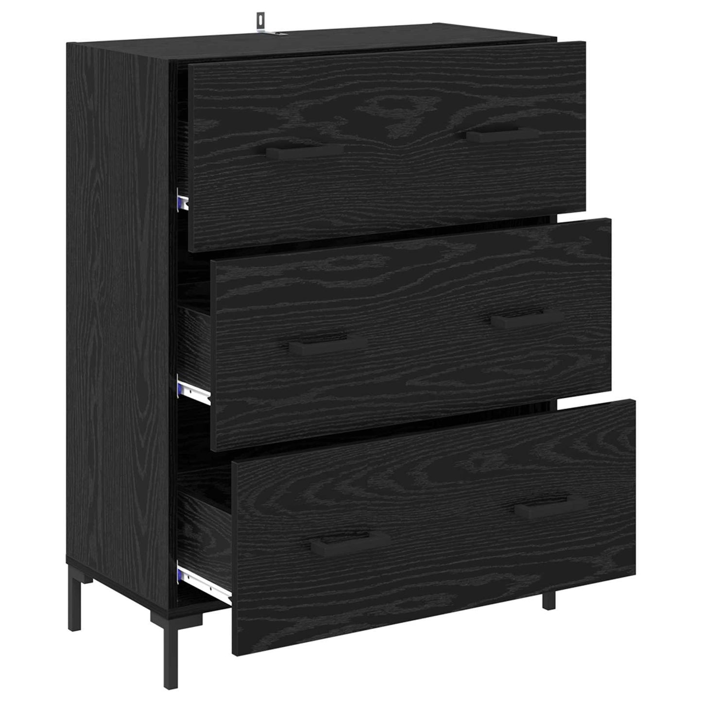 Serviesskap Svart Eik 69,5 x 34 x 90 cm Ingeniørtre og jern