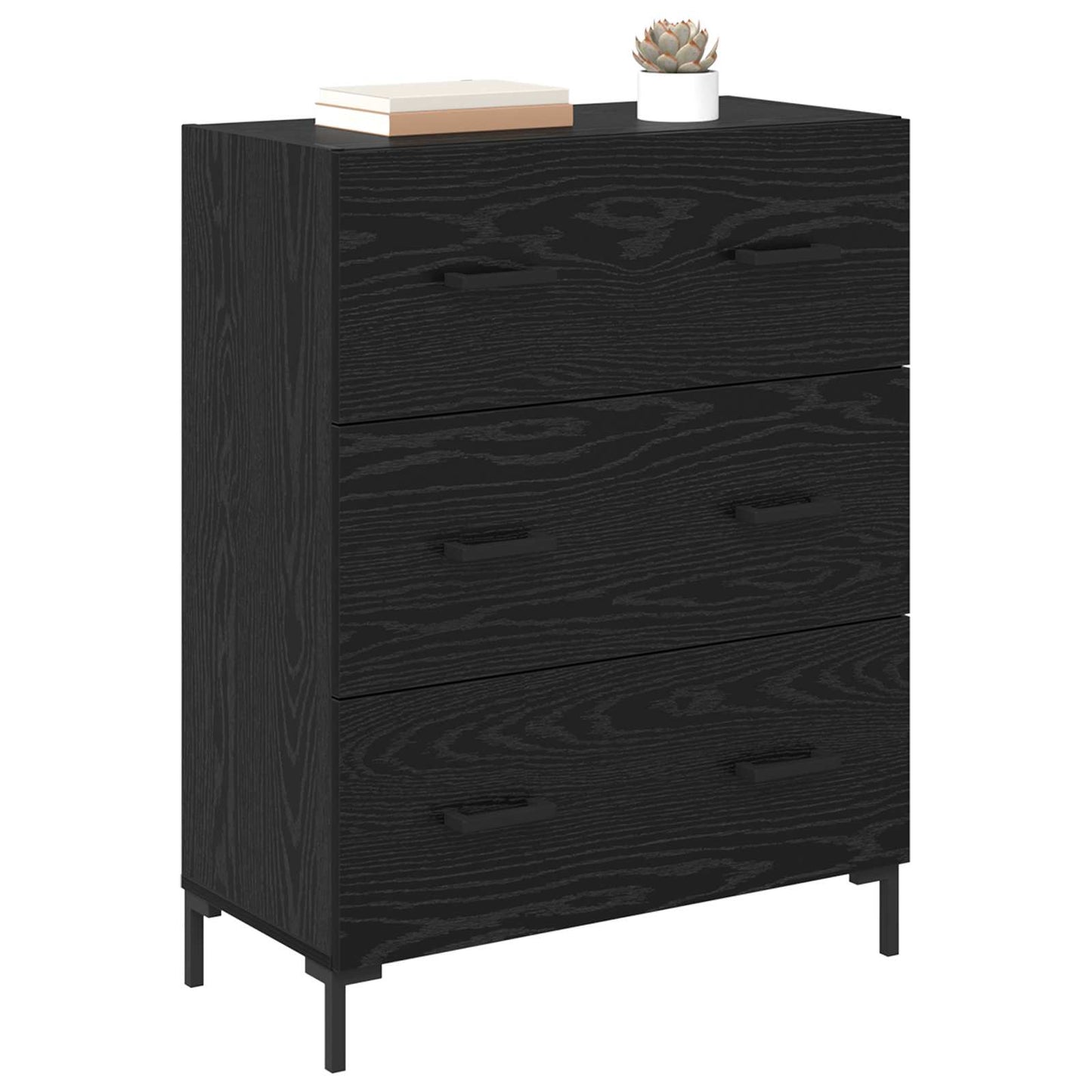 Serviesskap Svart Eik 69,5 x 34 x 90 cm Ingeniørtre og jern