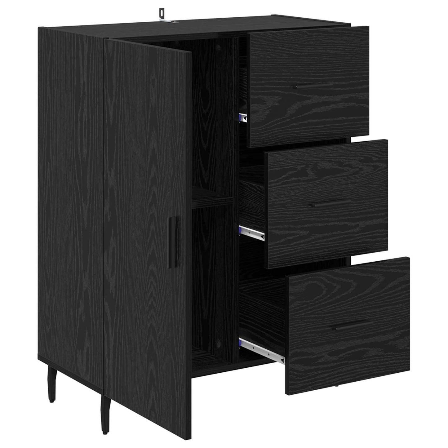 Serviesskap Svart Eik 69,5 x 34 x 90 cm Ingeniørtre og jern