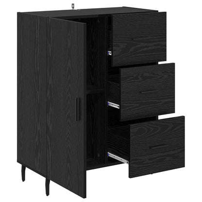 Serviesskap Svart Eik 69,5 x 34 x 90 cm Ingeniørtre og jern