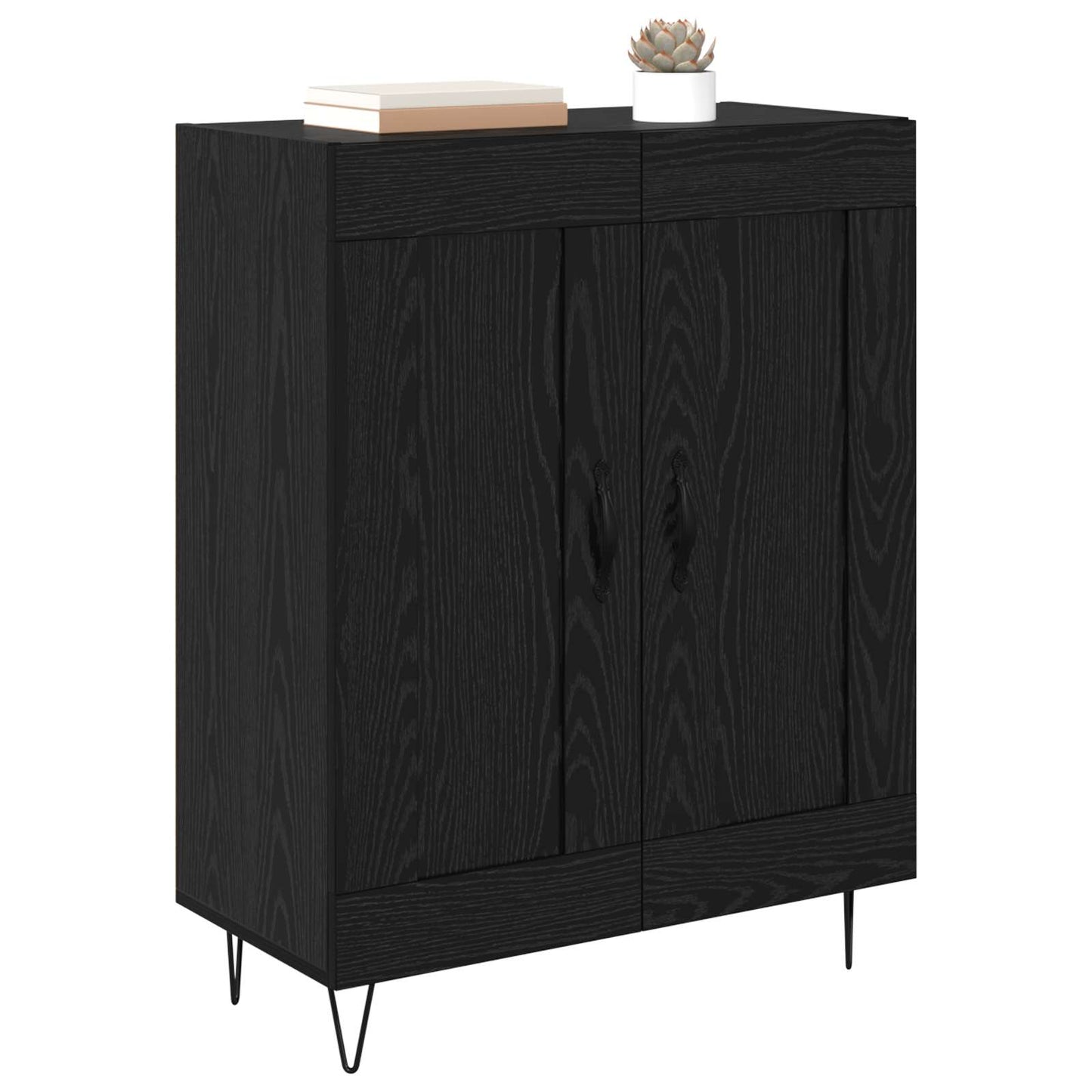 Serviesskap Svart Eik 69,5 x 34 x 90 cm Ingeniørtre og jern