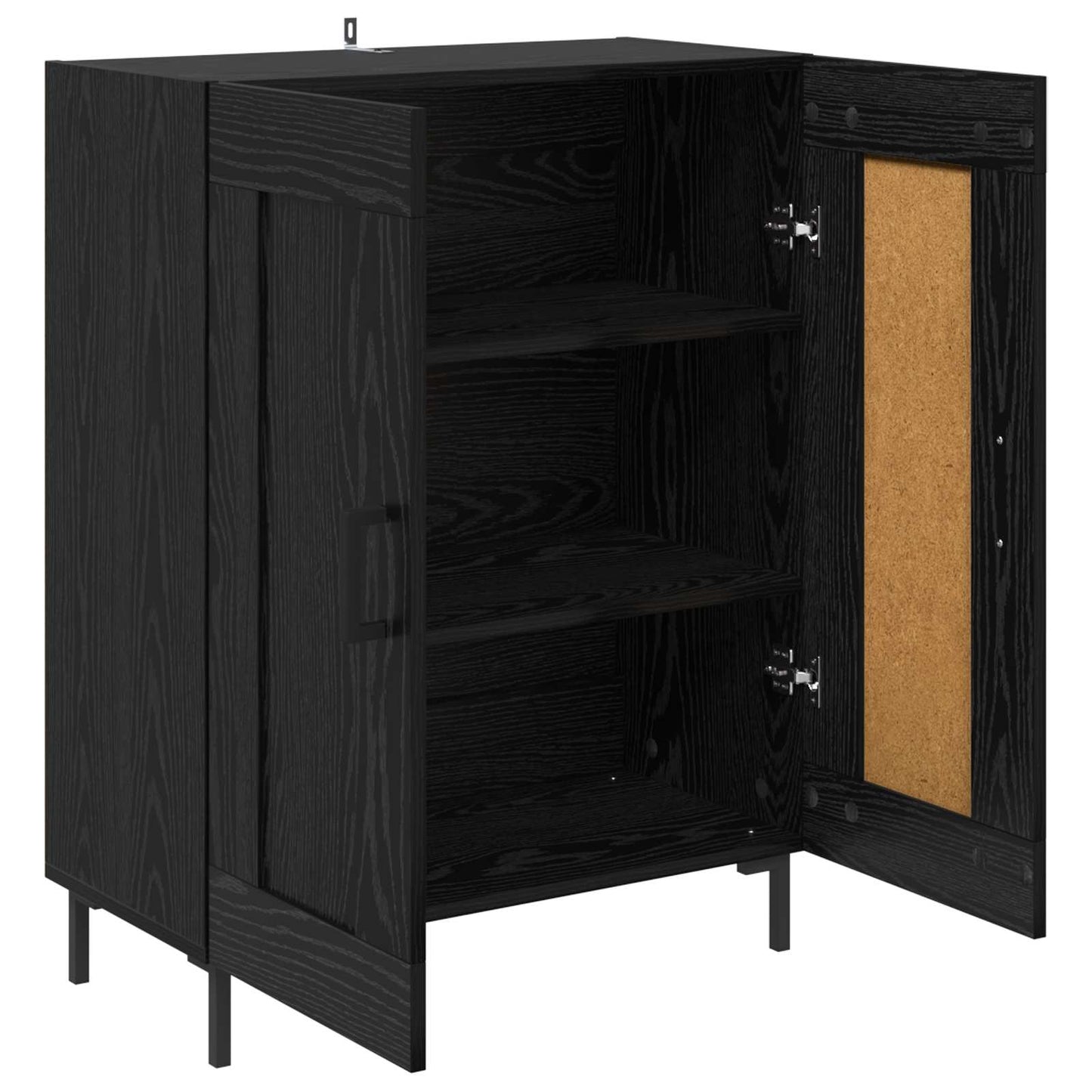 Serviesskap Svart Eik 69,5 x 34 x 90 cm Ingeniørtre og jern