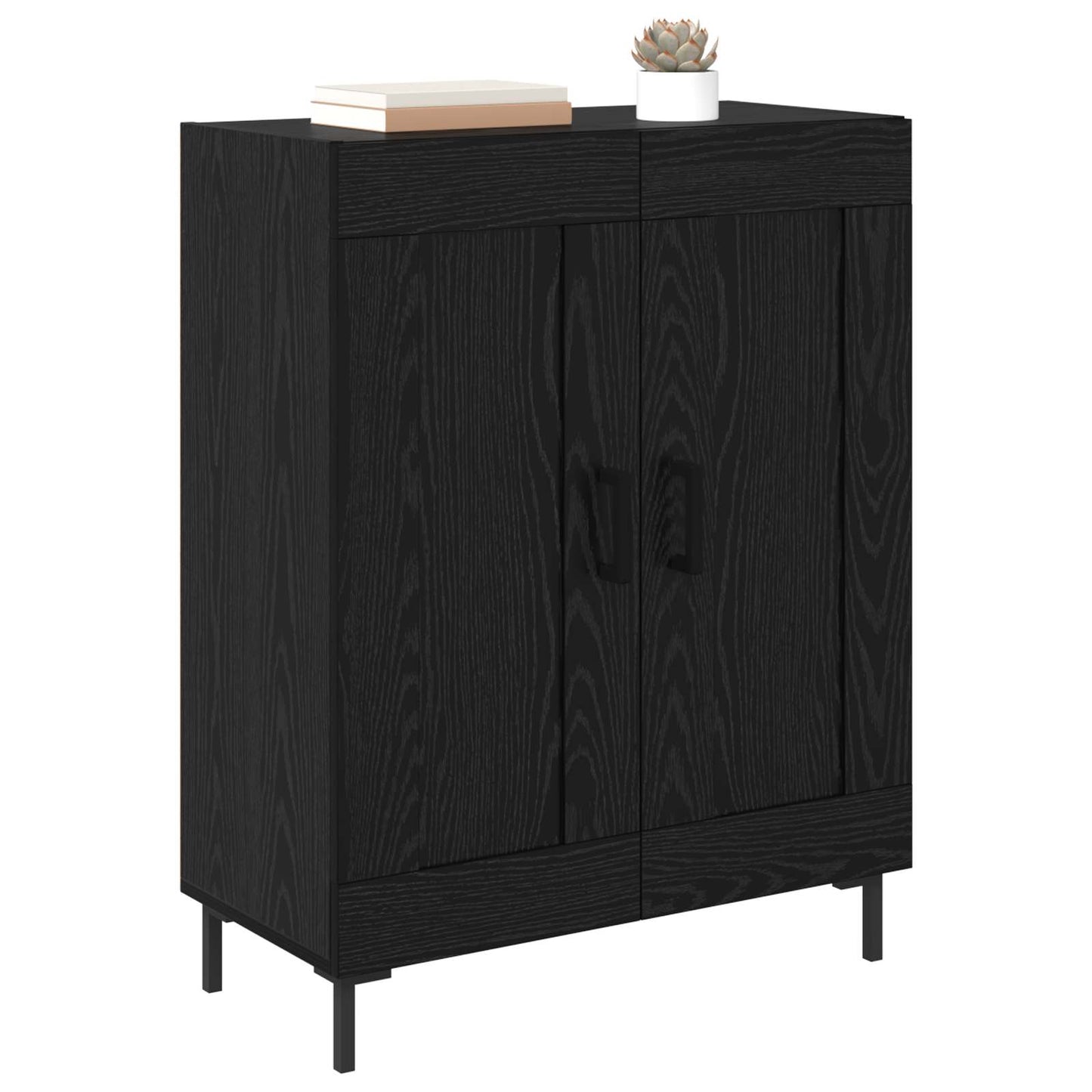 Serviesskap Svart Eik 69,5 x 34 x 90 cm Ingeniørtre og jern