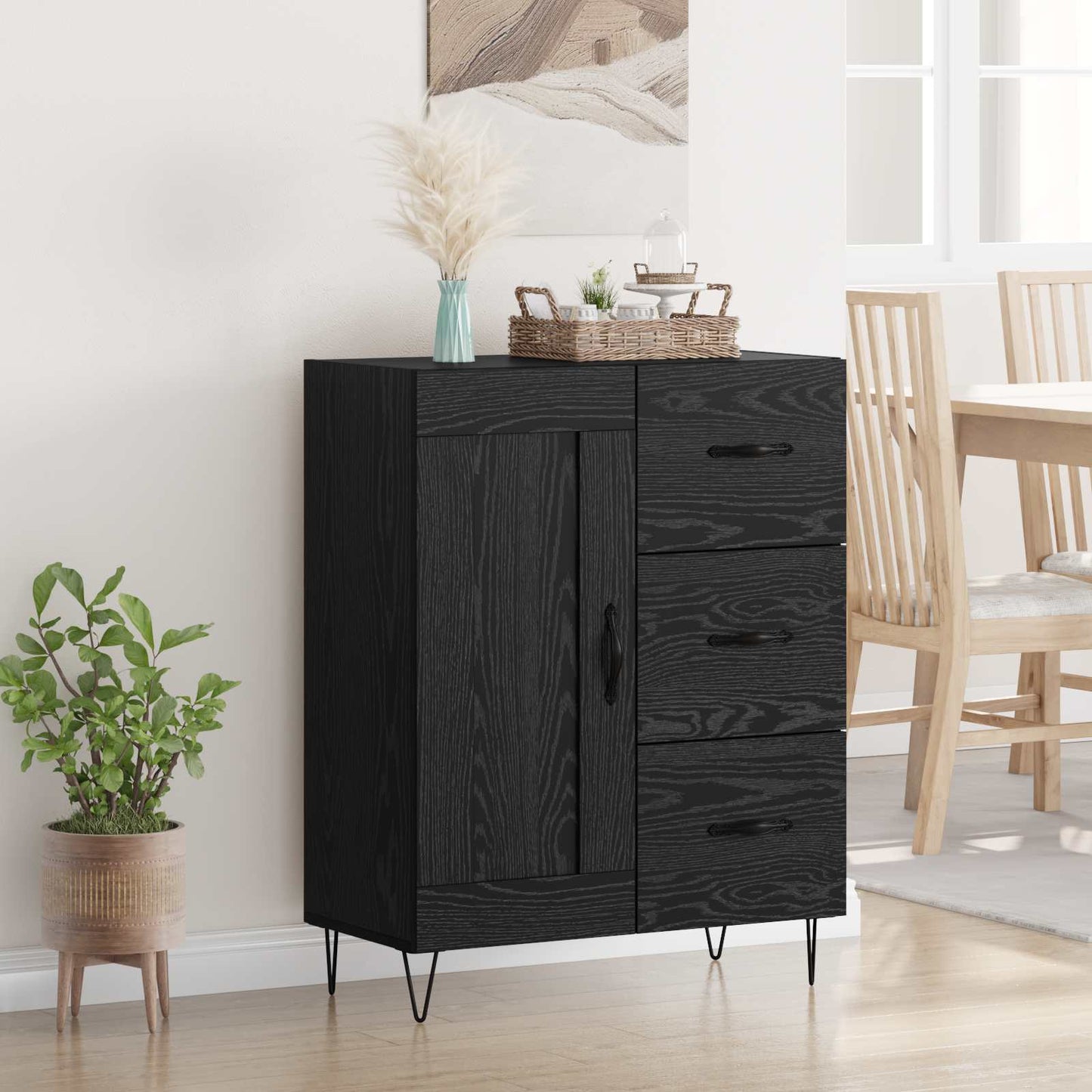 Serviesskap Svart Eik 69,5 x 34 x 90 cm Konstruert tre