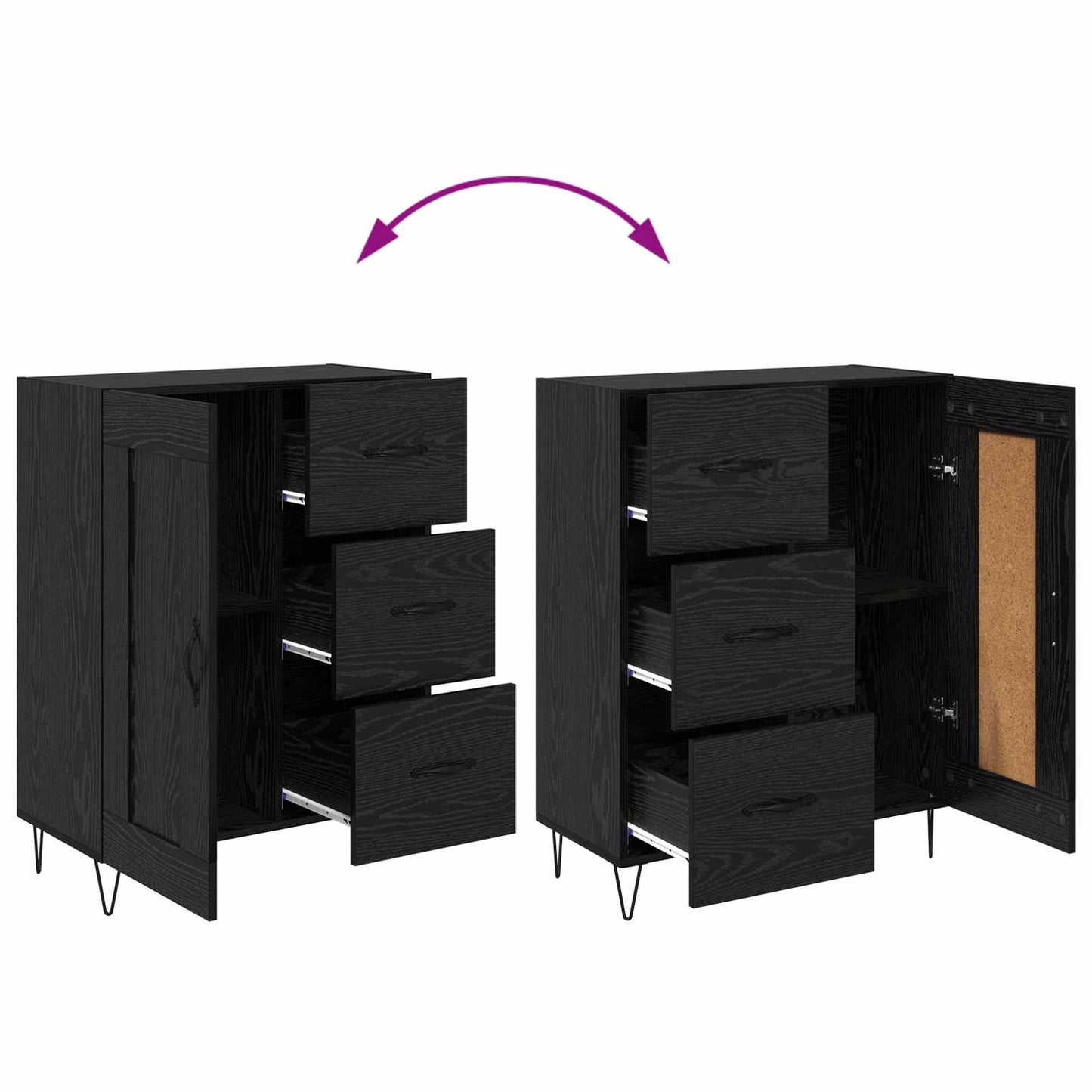 Serviesskap Svart Eik 69,5 x 34 x 90 cm Konstruert tre