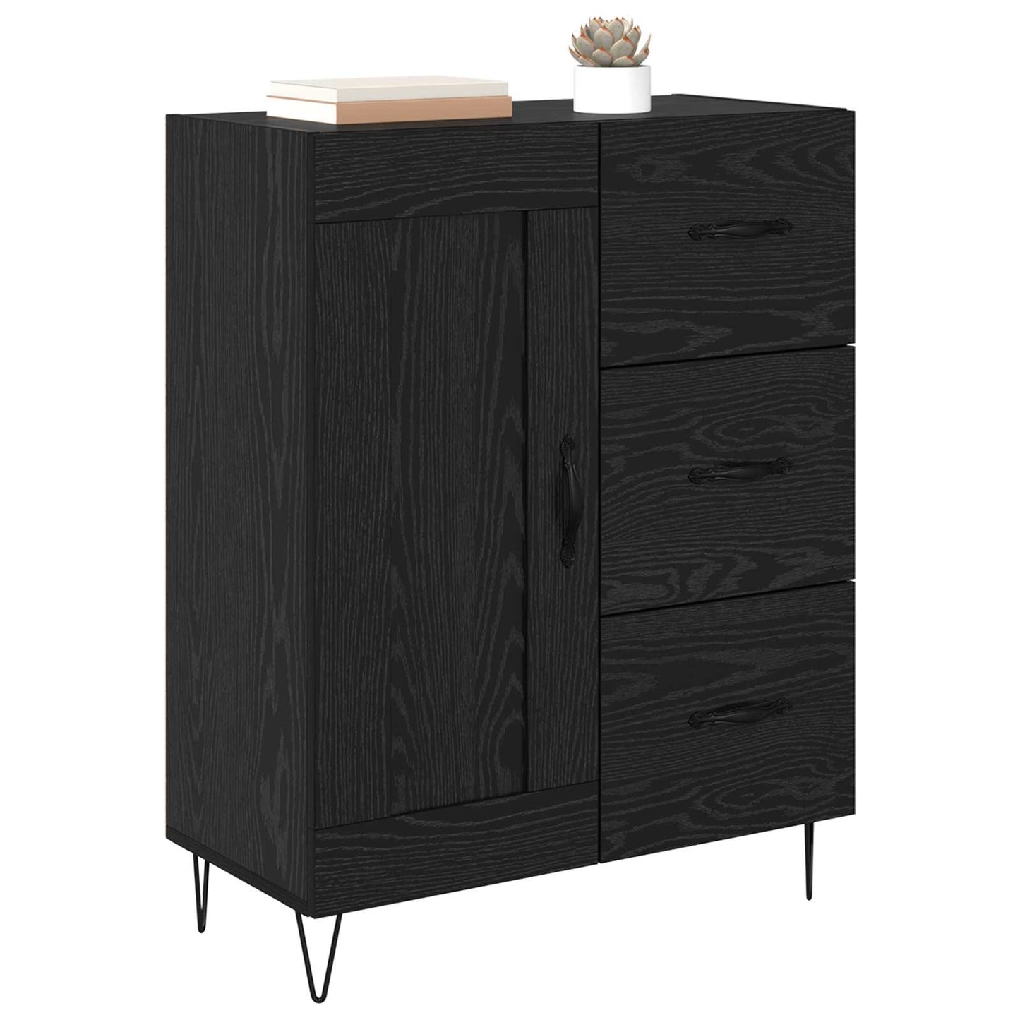 Serviesskap Svart Eik 69,5 x 34 x 90 cm Konstruert tre