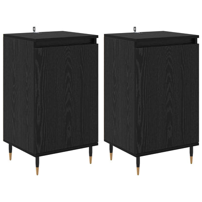 Serviesskap 2 pcs Svart Eik 40 x 35 x 70 cm Ingeniørtre og jern