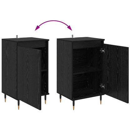 Serviesskap 2 pcs Svart Eik 40 x 35 x 70 cm Ingeniørtre og jern