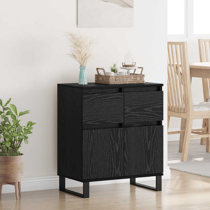 Serviesskap Svart Eik 60 x 35 x 70 cm Ingeniørtre og jern