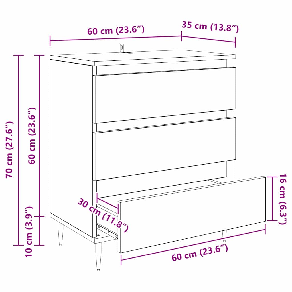 Serviesskap Artisan Eik 60 x 35 x 70 cm Konstruert tre