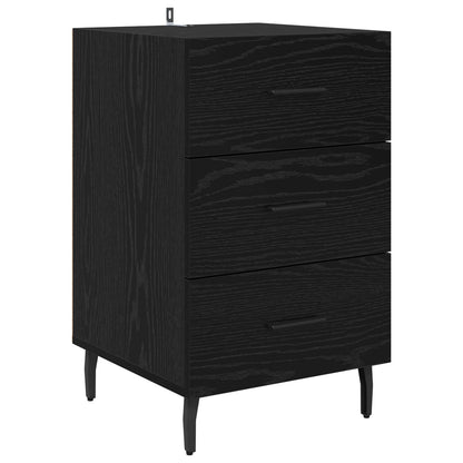 Nattbordskap med skuff Svart Eik 40 x 40 x 66 cm Konstruert tre