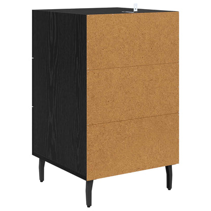 Nattbordskap med skuff Svart Eik 40 x 40 x 66 cm Konstruert tre
