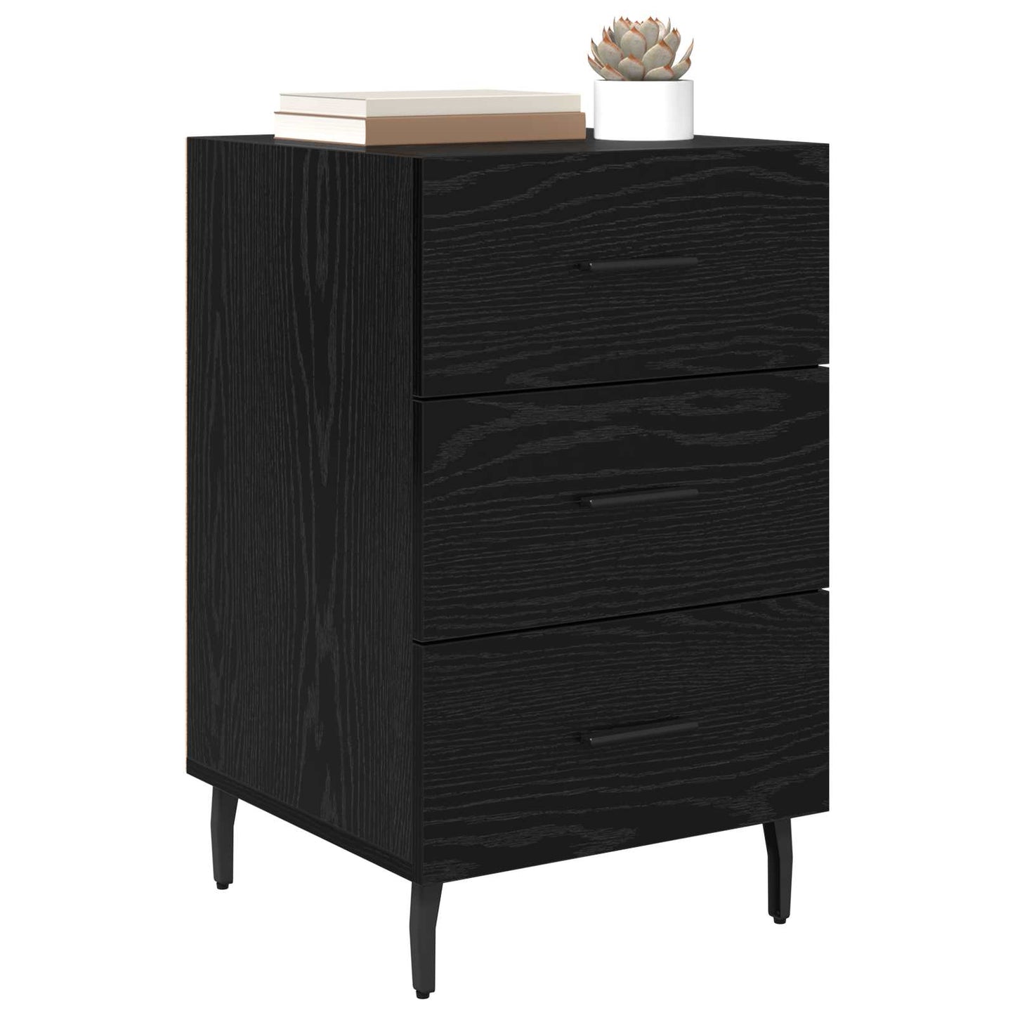 Nattbordskap med skuff Svart Eik 40 x 40 x 66 cm Konstruert tre