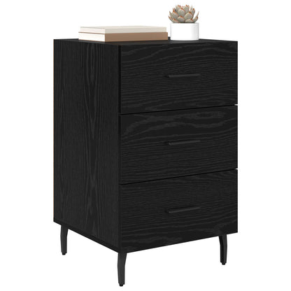 Nattbordskap med skuff Svart Eik 40 x 40 x 66 cm Konstruert tre