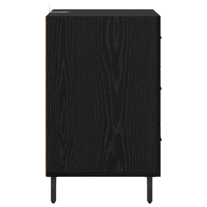 Nattbordskap med skuff Svart Eik 40 x 40 x 66 cm Konstruert tre