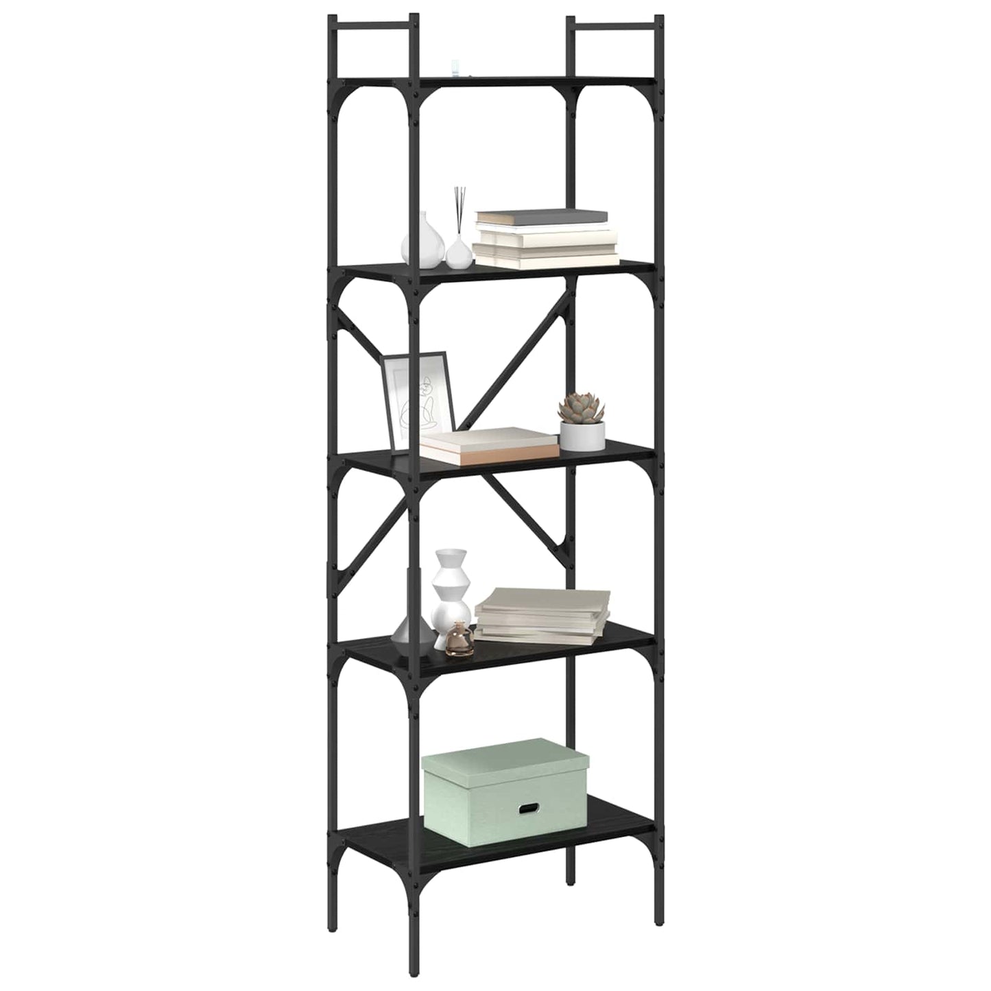 Bokhylle Svart Eik 56 x 32 x 174 cm Konstruert tre