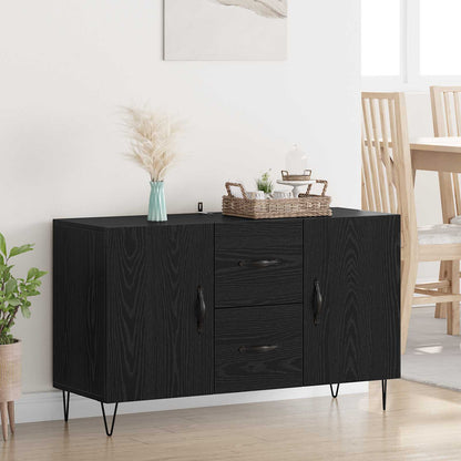 Serviesskap med skuff Svart Eik 100 x 36 x 60 cm Konstruert tre