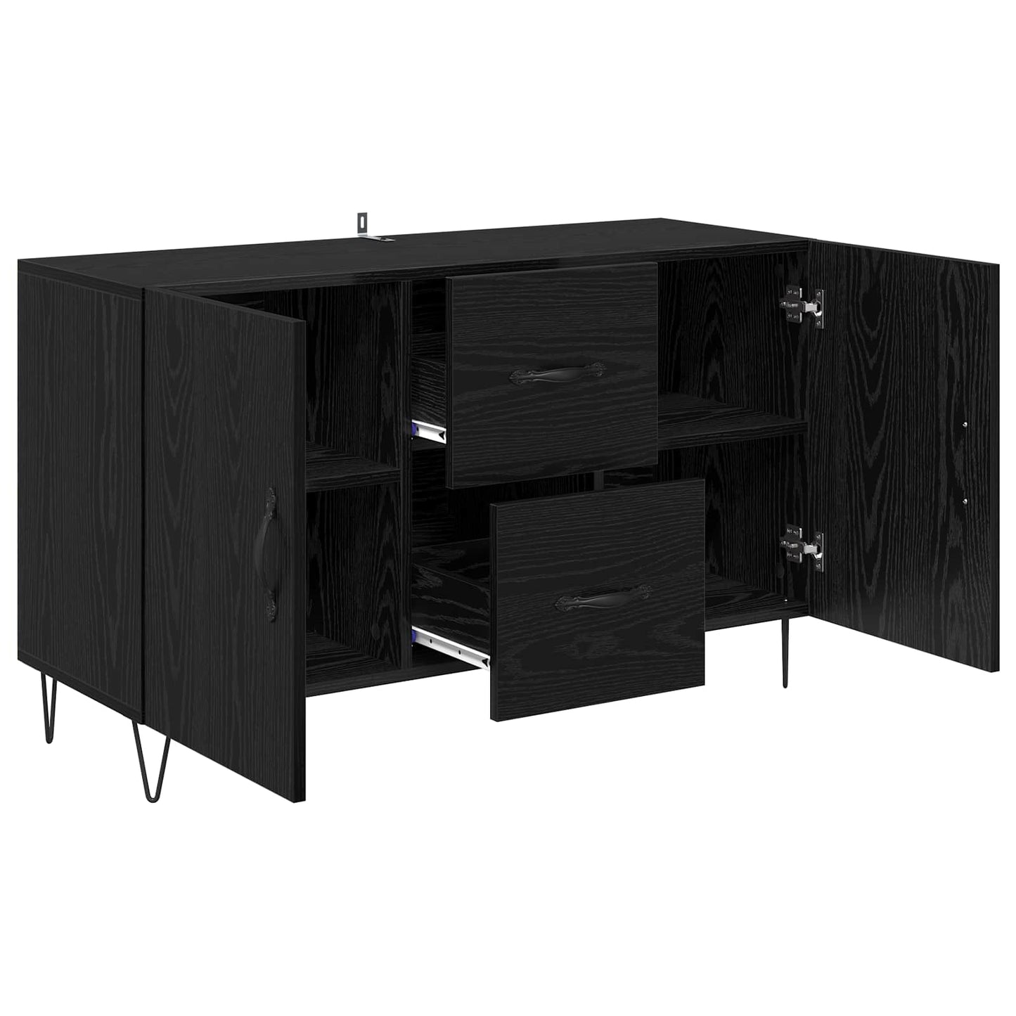 Serviesskap med skuff Svart Eik 100 x 36 x 60 cm Konstruert tre