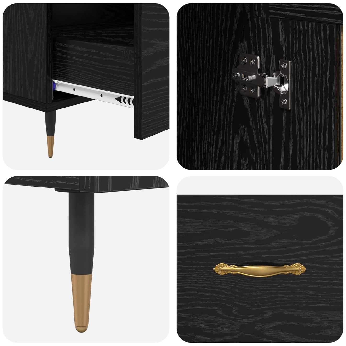 Skap Svart Eik med skuff 69,5 x 31 x 115 cm