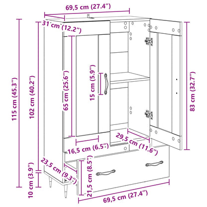 Skap Svart Eik med skuff 69,5 x 31 x 115 cm