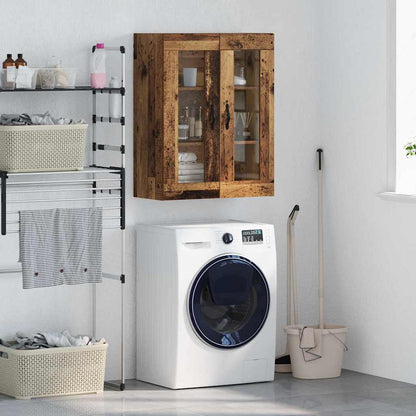 Veggskap Gammelt Tre 69,5 x 34 x 90 cmr og glass