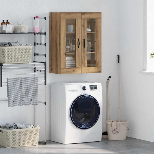 Veggskap Artisan Eik 69,5 x 34 x 90 cm Sponplater og glass