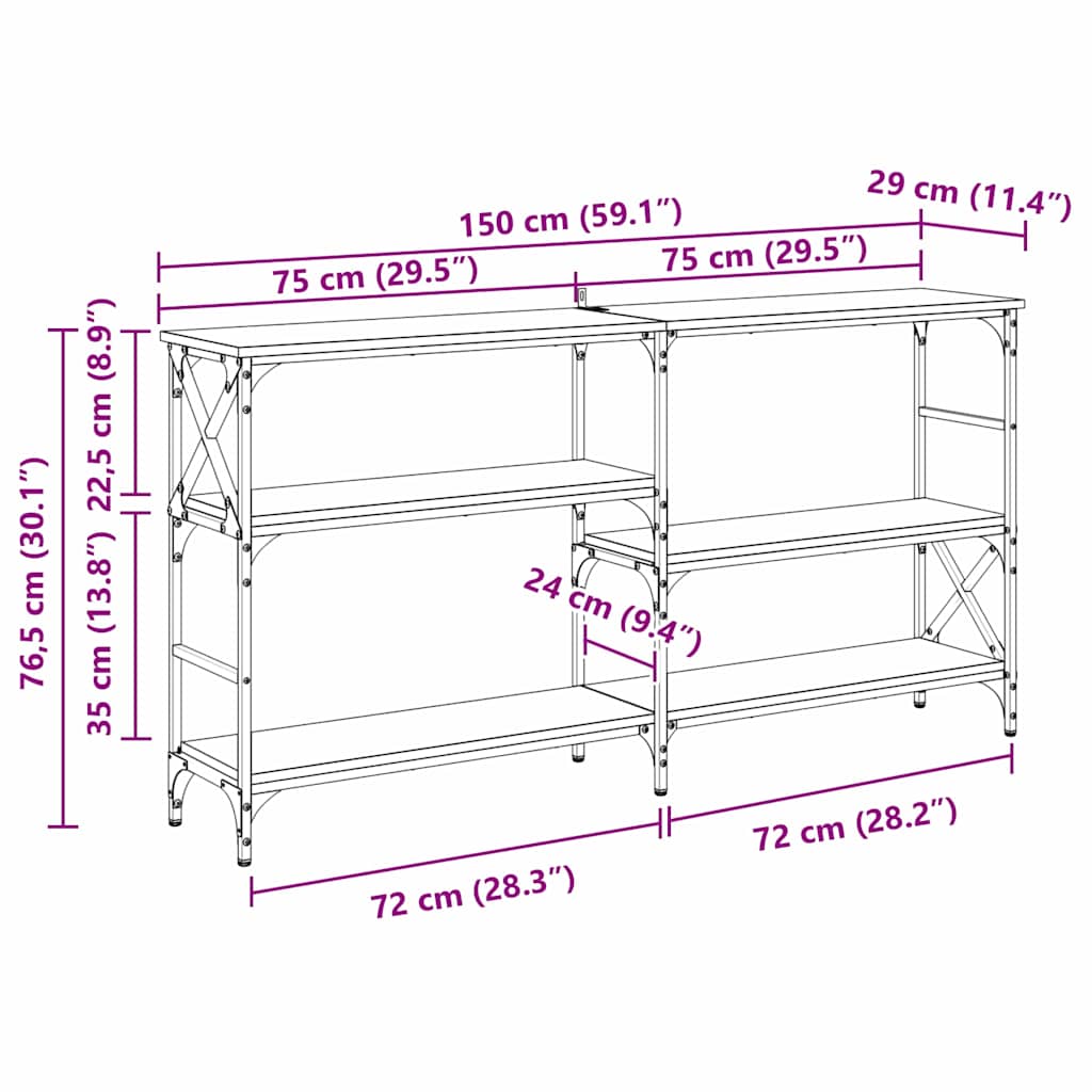 Avlastningsbord Konsollbord Artisan Eik 150 x 29 x 76,5 cm
