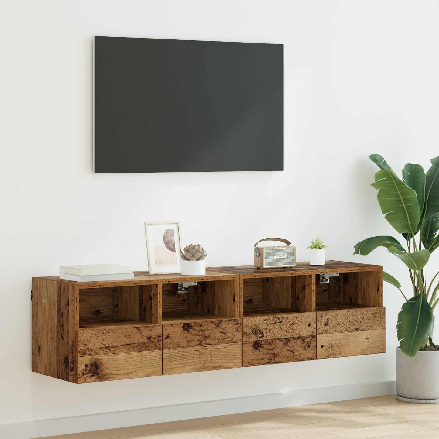 TV Veggskap 2 pcs Gamle tre 60 x 30 x 30 cm Konstruert tre