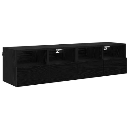 TV Veggskap 2 pcs Svart Eik 60 x 30 x 30 cm Konstruert tre